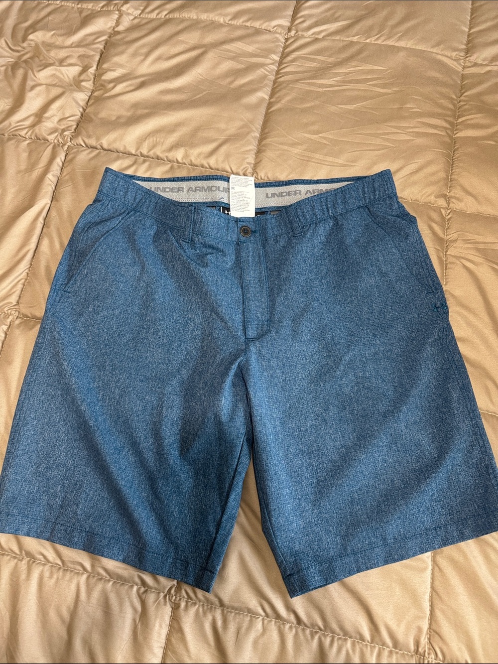 Under Armour Men's Denim-Look Blue Flat Front Shorts
